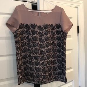 Loft top - faux lace overlay.